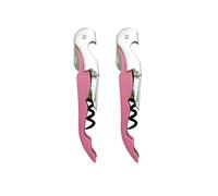 2 sacacorchos profesional de acero al carbono, abridor de botellas doble palanca con abrebotellas y cortador de cápsulas, multifunción para vino, cerveza y champán, regalo para barman, rosa