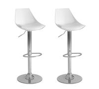 Set de 2 taburetes altos giratorios ajustable en altura con pie de metal Lola Home Blanco y Plata