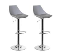 Set de 2 taburetes altos giratorios ajustable en altura con pie de metal Lola Home Gris y Plata