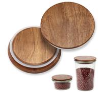 2 tapas para tarros Weck con diámetro de 100 mm, madera de acacia, tulipanes, tapa de cristal con silicona, hermética, tapa de madera, reutilizable, apta para modelos de cristal Weck 738, 739, 740