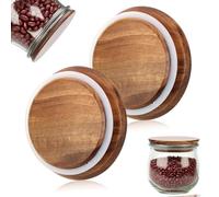 2 tapas para tarros Weck con diámetro de 80 mm, madera de acacia, tulipanes, tapa de cristal con silicona, hermética, tapa de madera, reutilizable, apta para modelos de cristal Weck 900, 976, 746, 901