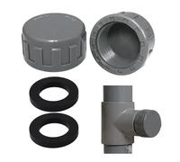 2 tapones ciegos de 1 pulgada de PVC, tapa roscada para fontanería y jardín, tapa de cierre de sifón, compatible con Gardena Endstück & Gardena tapón alternativo, 32 mm con junta