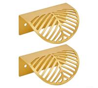2 tiradores dorados para muebles en forma de hoja de aleación de zinc para cocina, dormitorio, zapatero, estantería y cajón decoración (A)