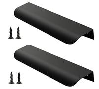 2 tiradores negros de 150 mm, tiradores de cajones para el hogar, cocina, puerta, cajón, gabinete, tiradores ocultos modernos (128 mm de espacio entre agujeros)