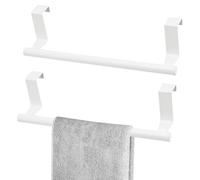 2 toalleros para colgar, barra de acero inoxidable, toalleros de puerta con tiras antideslizantes de protección contra arañazos, toallero para puerta de armario, adecuado para cocina, baño (2 unidades