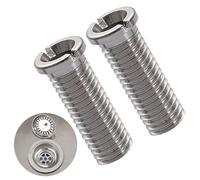 2 tornillos huecos plateados para fregadero, M12 x 35 mm, acero inoxidable, tornillos de 35 mm, para válvulas de cesta de colador, tornillos huecos, piezas de repuesto, adecuado para fregaderos de