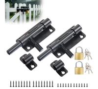 2 Uds Pestillo Puerta 95 mm Inox 304, Con Candado Y Tornillos, Barra 10 mm