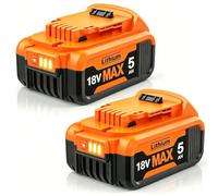 2 unidades 5000 mAh DCB182 batería de repuesto para batería Dewalt 18 V | 5 Ah de repuesto para baterías Dewalt DCB200 DCB184 DCB101 DCB107 DCB112 DCB105 DCB115 DCB203 con batería de herramientas LED