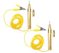 2 unidades de comprobador de voltaje para coche, 6 V, 12 V, 24 V, de latón, lámpara de prueba con pinza de cocodrilo y alambre de resorte flexible, comprobador de fases profesional para circuitos