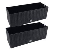 2 unidades de jardinera rectangular 17 litros con autorriego color antracita 52 x 20 x 19 cm