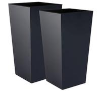 2 unidades de maceta alta urbi 49 litros, de plástico, 32,5 x 32,5 x 61 cm antracita WELLHOME