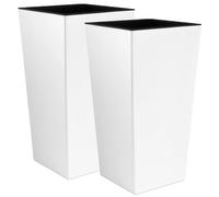 2 unidades de macetero zanvic urbi 26,6 litros de plástico fower pot con interior liner 27 x 27 x 50 cm blanco WELLHOME