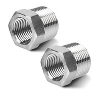 2 unidades de reducción de 3/4 a 1/2, reductor de acero inoxidable 3/4" rosca exterior a rosca interior de 1/2", reducción AG/IG, boquilla reductora AG 3/4 pulgadas x IG 1/2 pulgadas, accesorio