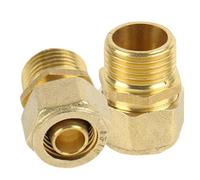 2 unidades de transición de rosca, 16 mm x 1/2 AG rosca exterior, anillo de sujeción atornillado de latón, conector de compresión, tubo adaptador para conexión de anillo de compresión para tubo