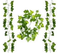 2 Unidades Guirnalda de Hiedra Artificial, guirnaldas de Hiedra Artificial, artiflr Guirnalda, Plantas Falsas, Hojas Verdes, Guirnalda de Hiedra Colgante para Boda, Cocina, Oficina, jardín, balcón