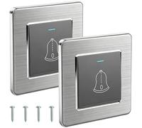 2 unidades pulsadores de timbre, pulsador de botón de timbre de puerta, 86mm x 86mm interruptor de timbre de puerta con tornillos, timbre puerta principal, pulsador de timbre exterior, 220~250V