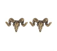 2 unids latón cabeza oveja puerta manijas animal diseño cobre metal ganchos para gabinete cajón decoración latón sólido material adecuado para varios interiores (B)