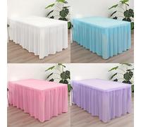 2 unids/set de falda de mantel de papel desechable, cubierta de mesa Rectangular y falda de mesa, suministros de fiesta para decoración de eventos Blue