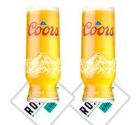2 vasos de cerveza Roxley Coors oficiales 2021 Light Pint Beer Lager (juego de 2 vasos) + 2 alfombrillas de cerveza de marca