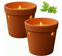 2 Velas de Citronela para Exterior, Antimosquitos e insectos, Juego de velas de citronela, Para interior, Jardín, Balcón, Picnic, Camping, Decoración de mesa, Terracota