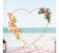 2 x 2,1 m Corazón Arco de Boda Arco, Soporte de Arco para Fondo, Soporte de Arco de Metal Arco en Forma de Corazón Arco Marco de Globos Set para Fotografía, Bodas, Banquetes, Oro