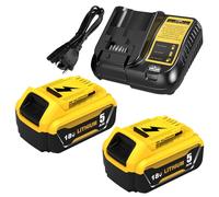 2 x DCB184 para DeWalt Batería 18V 5.0Ah + Dewalt Cargador 18V 3A batería de Herramientas DCB182 DCB180 DCB184 DCB200 DCB182 DCB181 DCB201