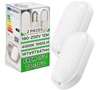 2 x Plafon Ovalado LED 4000K 1080 Lm 180-250V 12W - Hecho de Policarbonato
