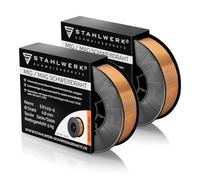 2 x STAHLWERK alambre para soldadura MIG/MAG Ø 0,8 mm, acero SG2 ER70S-6, en bobina de alambre S200/D200 de 5 kg con mandril de 50 mm, de uso universal
