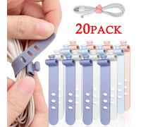 20/12/4 Uds bridas para cables organizador de cables gestión correas de soporte de alambre de silicona Clips con cremallera envolturas de corbata reutilizables Keeperwinder de goma Green-4PCS