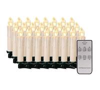 20/30/40/50/60 pcs LED Velas Luces de Hada Inalámbrico Regulable Velas de Navidad sin llama para el árbol de Navidad, Decoración de Navidad, Boda, Cumpleaños, Fiesta (cubierta blanca lechosa, 20pcs)