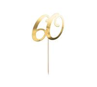 PartyDeco Topper para tarta No. 60 Oro 20,5 cm