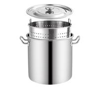 20-90l olla de almacenamiento con cesta de colador y mango retráctil, olla de cocina de mariscos de acero comercial olla de caldera de pescado de cangrejo de pavo freidora para cocinar al vapor y