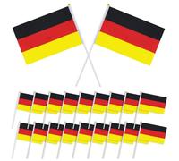 20 banderines de mesa de Alemania de 14x21,5 cm con mástil, banderines de poliéster resistentes a la intemperie para fiestas, eventos deportivos, celebraciones, hogar y bares (A)