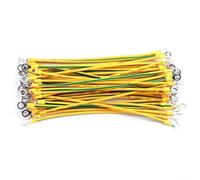 20 cables solares de tierra BVR de cobre con terminales 10, 12, 14 AWG para sistema de panel fotovoltaico, cable de unión flexible amarillo verde (6 mm2-30 cm)