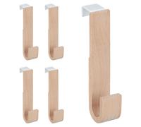 20 ganchos para puerta, de madera y hierro, para colgar chaquetas, toallas, ropa, ideales para pasillos. Medidas: 13 x 2,5 x 6 cm. Color: blanco/natural