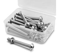 (20 Juegos) Juego de Tornillos Hexagonales M6 x 60mm con Brida y Tuercas 304 Acero Inoxidable de Cabeza Plana