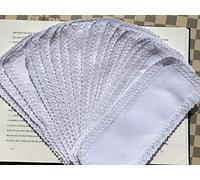 20 marcadores de punto de cruz, red de 30 x 105 Aida 100% algodón 14 quilates con borde de encaje de algodón, marcador de libro en blanco DIY, marcadores de punto de cruz de encaje