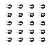 20 Pcs Abrazaderas para Tubos, 6mm Abrazaderas de Tubo con Inserto de Goma, Clips P de Goma, Abrazadera de Manguera, Abrazadera de Cable de Acero Inoxidable, P Clips de Cables(6 mm)
