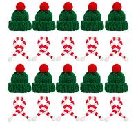 20 Pcs Mini Sombrero de Navidad, Mini Bufanda de Navidad, Mini Gorro De Papá Noel, Mini Sombrero de Punto de Navidad, para Adornos de Mesa