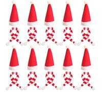 20 Pcs Mini Sombrero de Navidad, Mini Bufanda de Navidad, Mini Gorro De Papá Noel, Mini Sombreros Navideños para Adornos de Mesa
