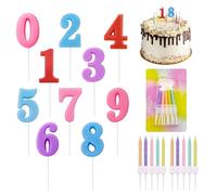 20 Piezas Colorido Velas de Cumpleaños Numeros, Velas Numéricas para Tartas Número 0-9, Velas Colorido Largas, Birthdays Glitter Number Candle, para Bodas Fiestas y Decoración