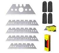20 Piezas Cuchillas Trapezoidales para Cutter, 52mm Cuchillas de Recambio con 4 Dedos de Protección, Hojas de Repuesto, para Cortar Alfombra, Plástico, Cuero, Cartón, Cuchillo Trapezoidal para Cúter