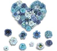 20 Piezas Flores Artificiales Decoracion, Flores de Tela con Diez Estilos | Fores Materiales Confiables Flores Falsas Decorativas Flore de Simulación Decorativas DIY Manualidades de Boda (Azul)