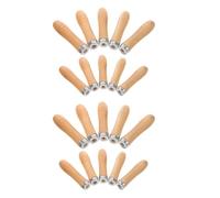 20 Piezas Mango de Lima con Collar Metálico de Madera | Repuesto Ergonómico, Agarre Antideslizante y Precisión Mejorada, Orificio Redondo, Hierro y Madera