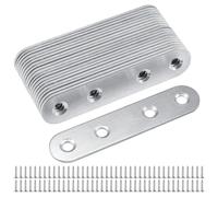 20 Piezas Soportes Planos de Acero Inoxidable, Conector de Metal Plano, Placas de Unión Madera, con Tornillos, para Reparación de Muebles, Conexión de Metales y Madera (Set A)