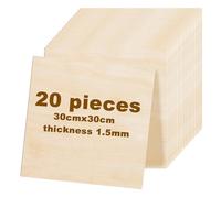 20 placas de madera contrachapada para manualidades: 300 x 300 x 1,5 mm, placas de madera delgadas, ligeras y finas, maquetas, para manualidades, artesanía y modelismo, color natural