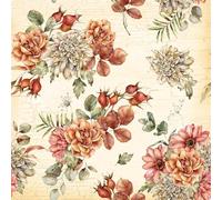 20 servilletas con dibujo de dalias y rosas, vintage, otoño, decoración de mesa, decoupage, técnica de servilletas, 33 x 33 cm