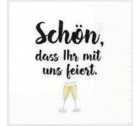 20 Servilletas con texto en alemán "Schön, dass Ihr mit uns feiert", color blanco, boda, baby shower, confirmación, decoración de mesa, 33 x 33 cm