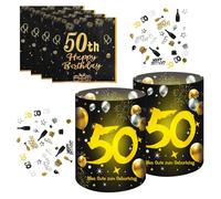 20 servilletas de cumpleaños, 50º portavelas para decoración de mesa, decoración de 50 cumpleaños, decoración de mesa de cumpleaños para hombre y mujer, confeti de 15 g, decoración de cumpleaños