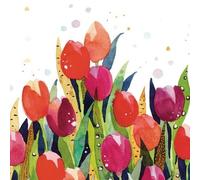 20 servilletas de flores tulipanes en pintura colorida como decoración de mesa. Servilletas de papel con diseño. También para decoupage y decoupage y decoupage (33 x 33 cm)
